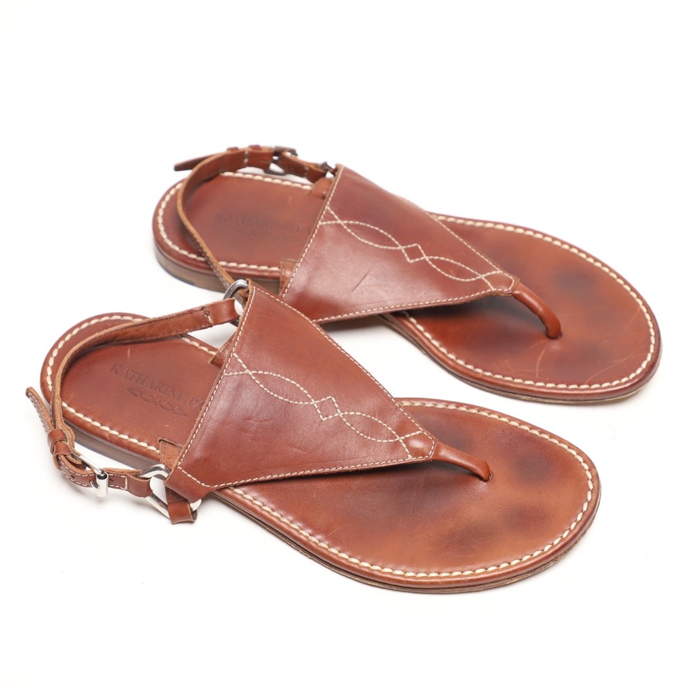 Katharine Page All Leather Italian Thong Sandal Size 37.5